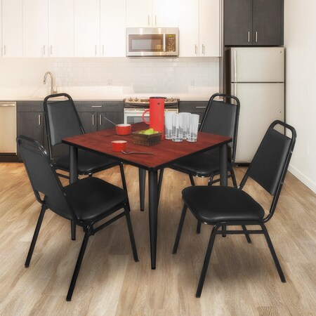 Regency Kahlo Square Table & Chair Sets, 48 W, 48 L, 29 H, Wood, Metal, Vinyl Top, Cherry TPL4848CHBK29BK